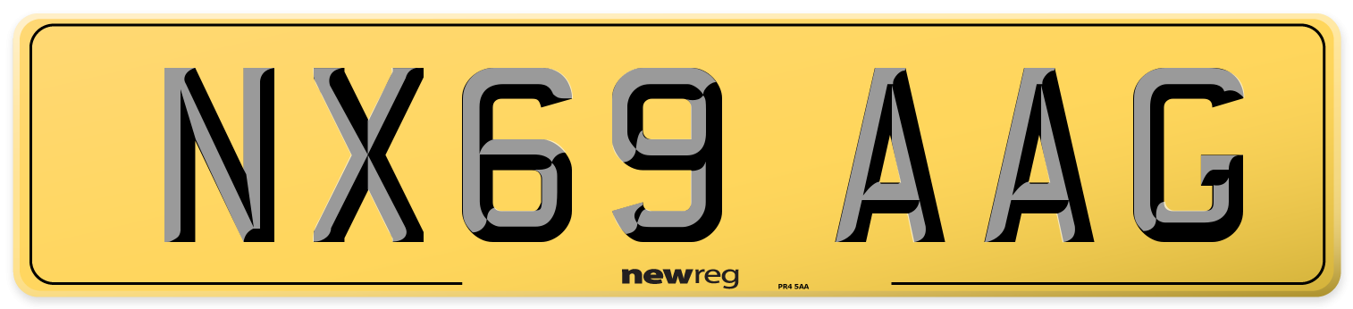 NX69 AAG Rear Number Plate
