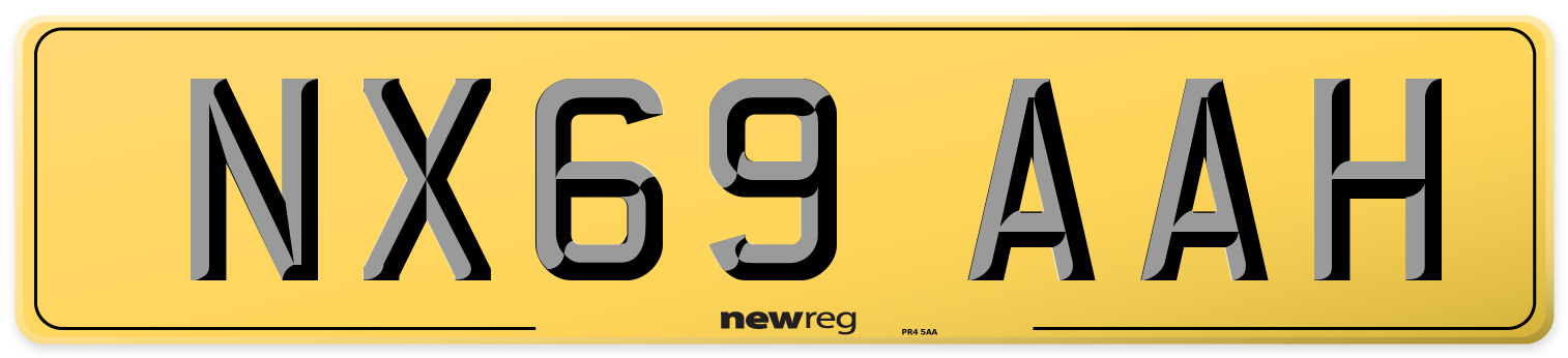 NX69 AAH Rear Number Plate