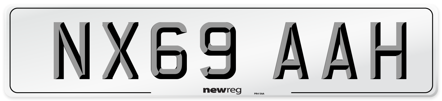 NX69 AAH Front Number Plate