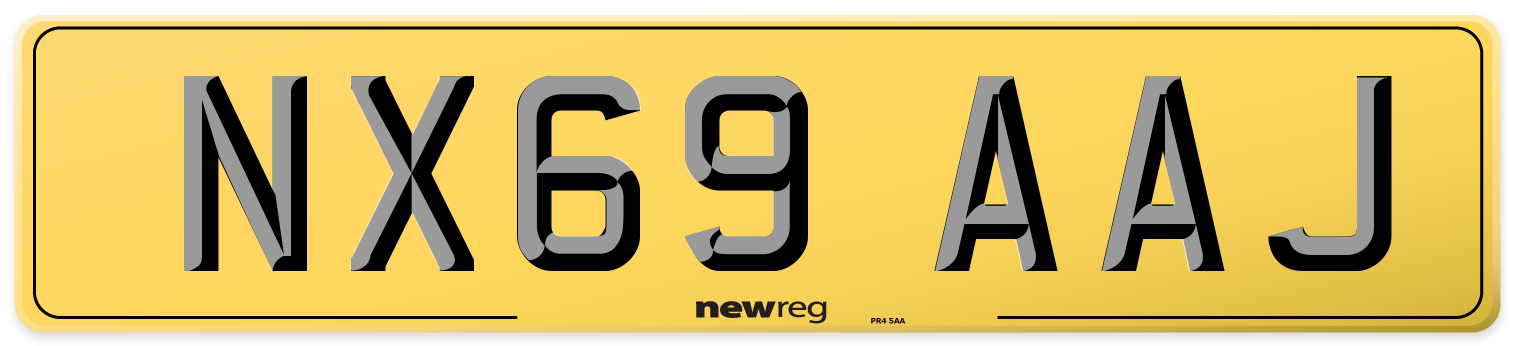 NX69 AAJ Rear Number Plate