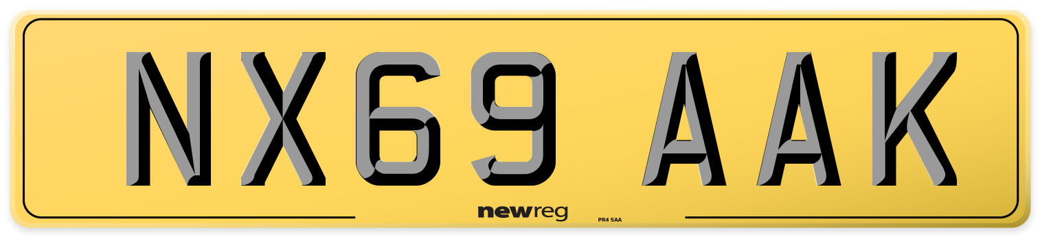 NX69 AAK Rear Number Plate