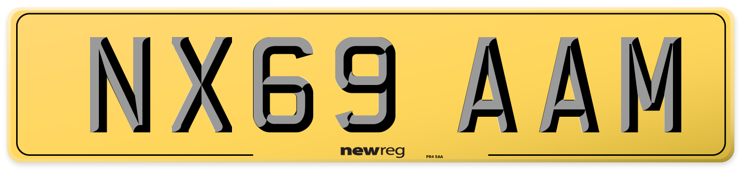NX69 AAM Rear Number Plate