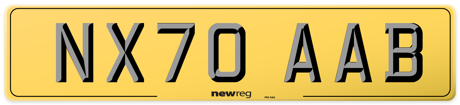 NX70 AAB Rear Number Plate