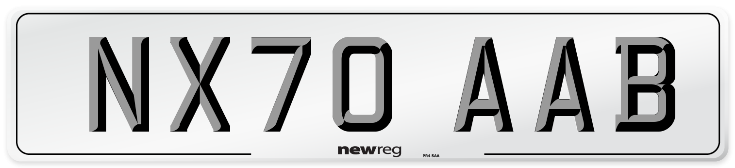 NX70 AAB Front Number Plate
