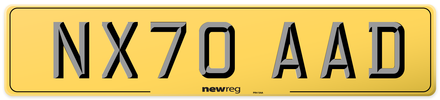 NX70 AAD Rear Number Plate