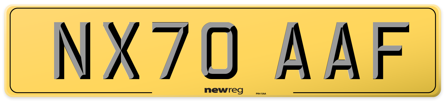 NX70 AAF Rear Number Plate