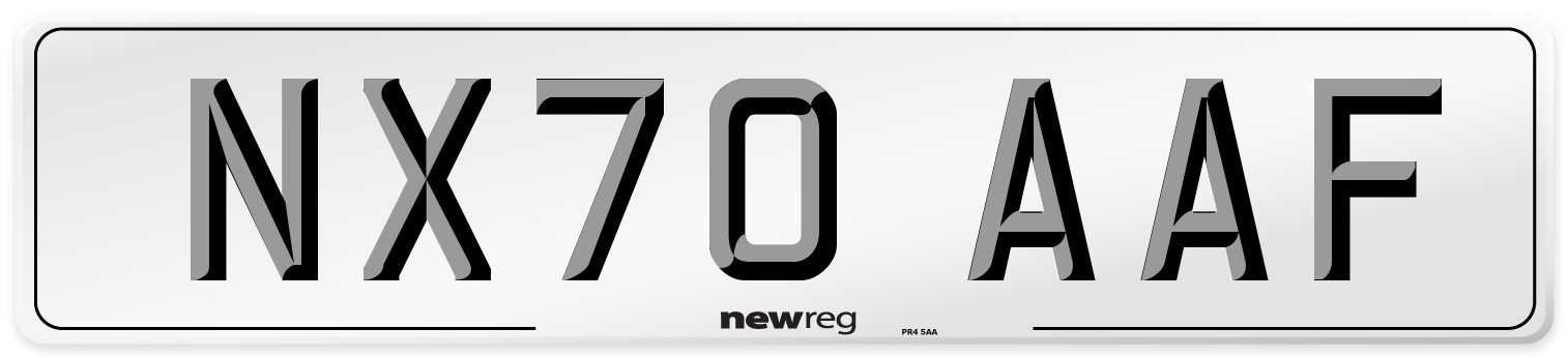 NX70 AAF Front Number Plate