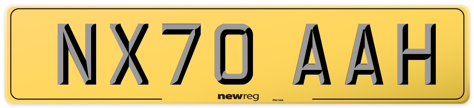 NX70 AAH Rear Number Plate