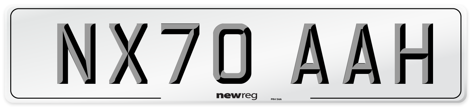 NX70 AAH Front Number Plate