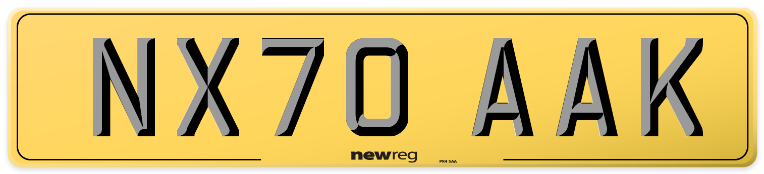 NX70 AAK Rear Number Plate