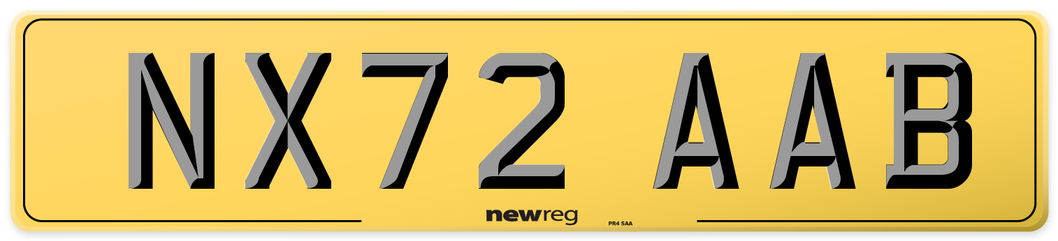 NX72 AAB Rear Number Plate