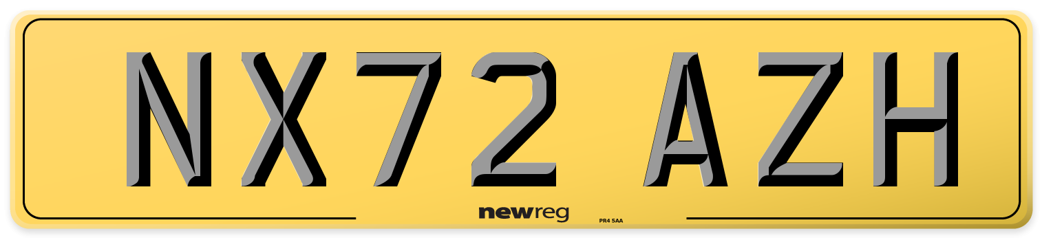 NX72 AZH Rear Number Plate