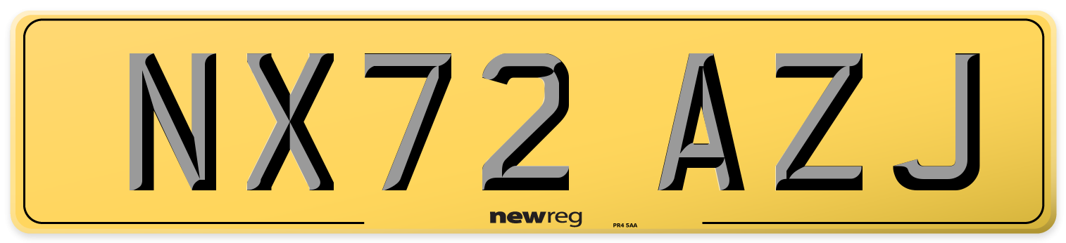 NX72 AZJ Rear Number Plate