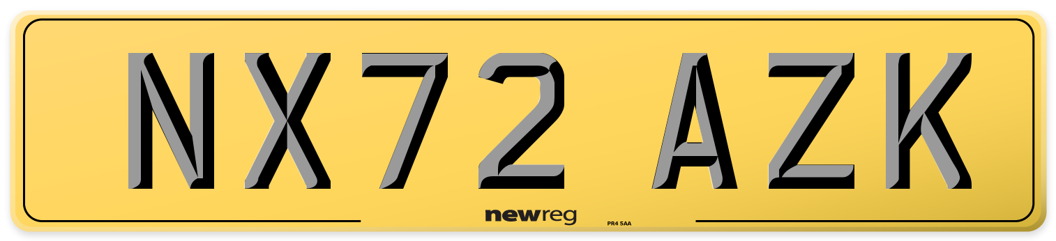 NX72 AZK Rear Number Plate