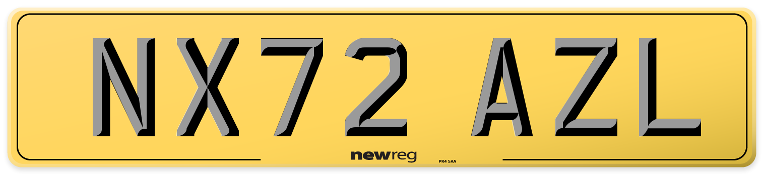 NX72 AZL Rear Number Plate