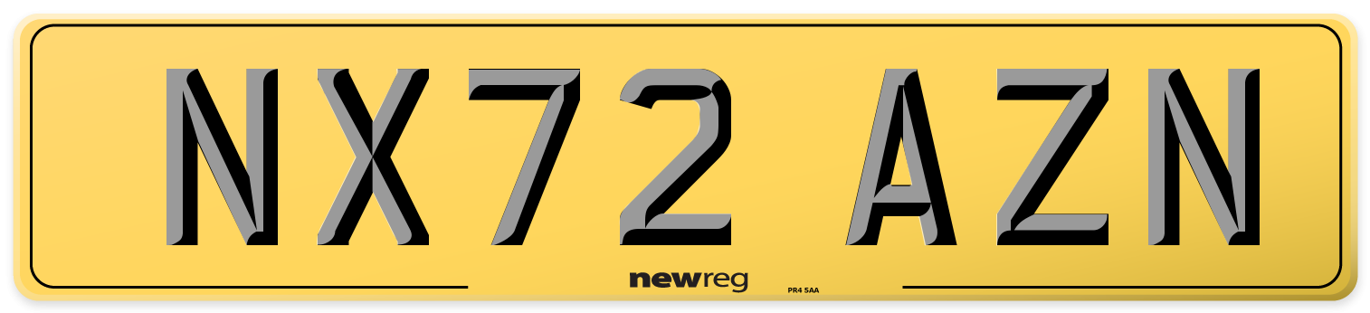 NX72 AZN Rear Number Plate