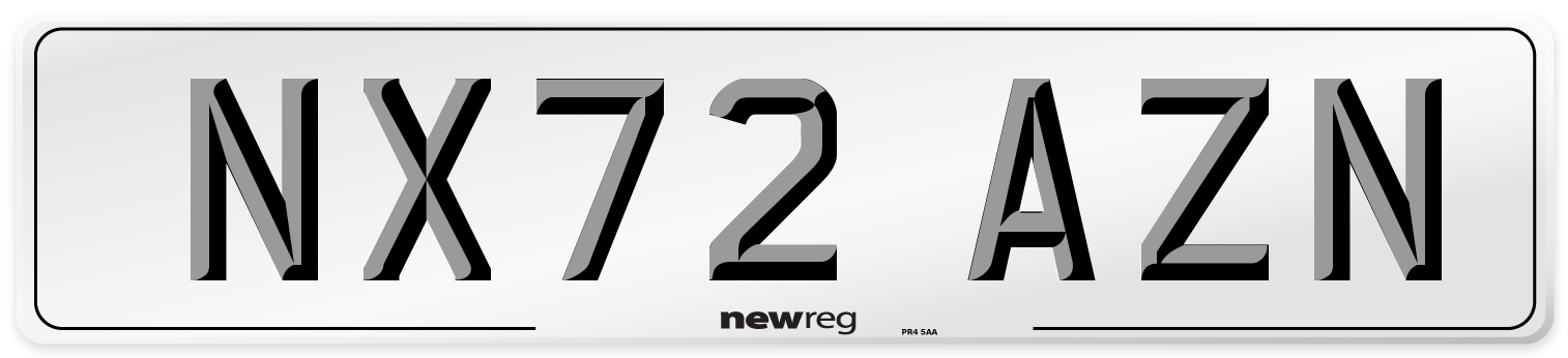 NX72 AZN Front Number Plate