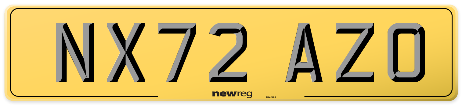 NX72 AZO Rear Number Plate