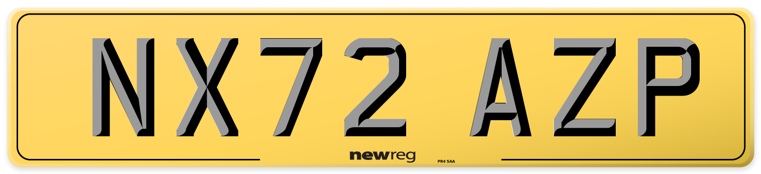 NX72 AZP Rear Number Plate