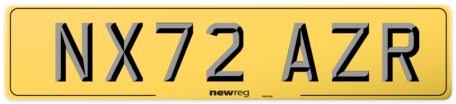 NX72 AZR Rear Number Plate