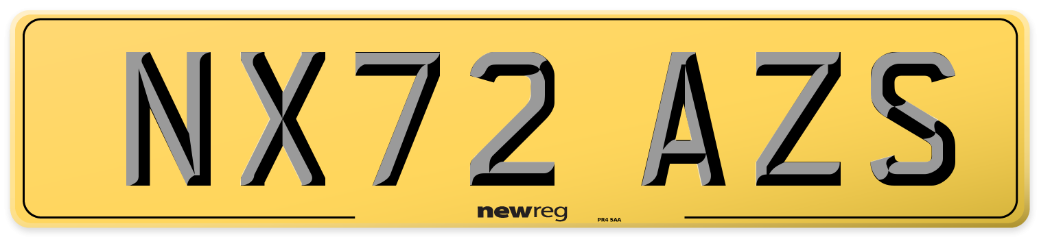NX72 AZS Rear Number Plate