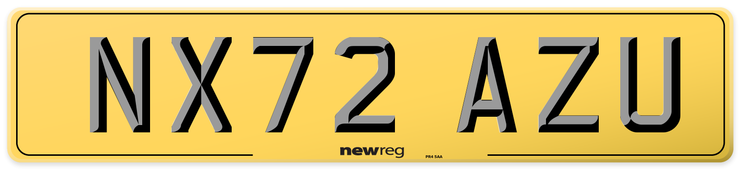 NX72 AZU Rear Number Plate