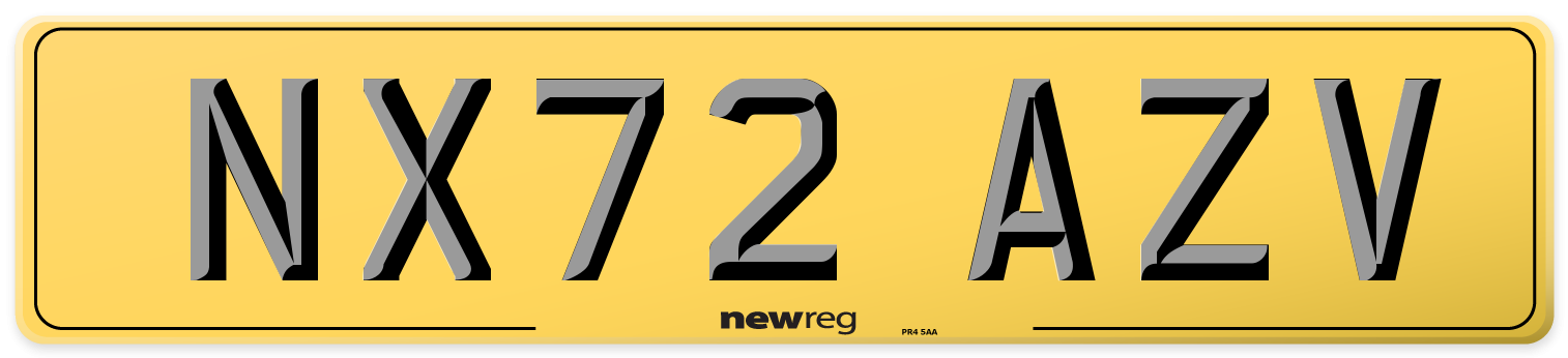 NX72 AZV Rear Number Plate