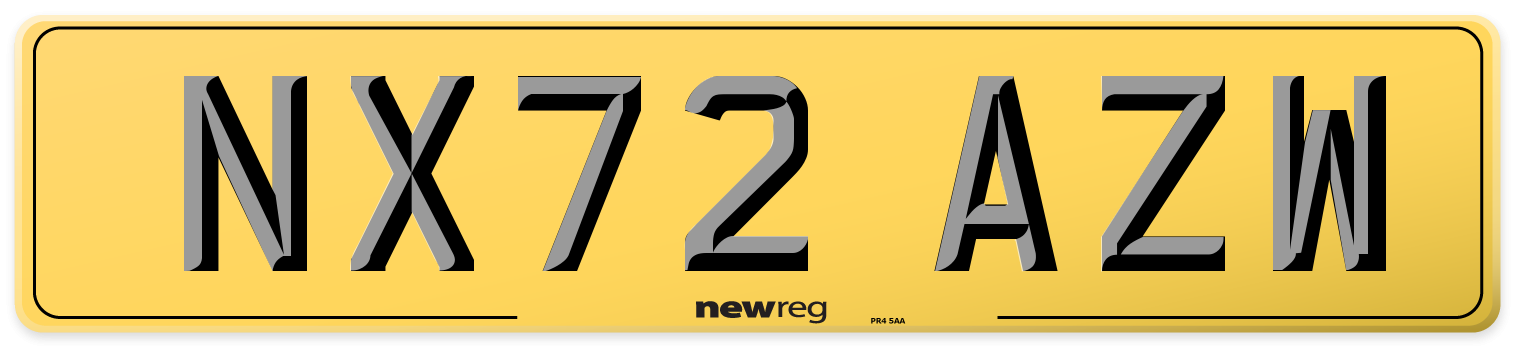 NX72 AZW Rear Number Plate