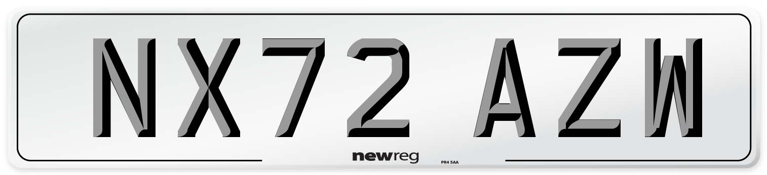 NX72 AZW Front Number Plate