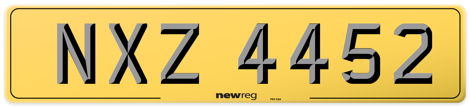 NXZ 4452 Rear Number Plate