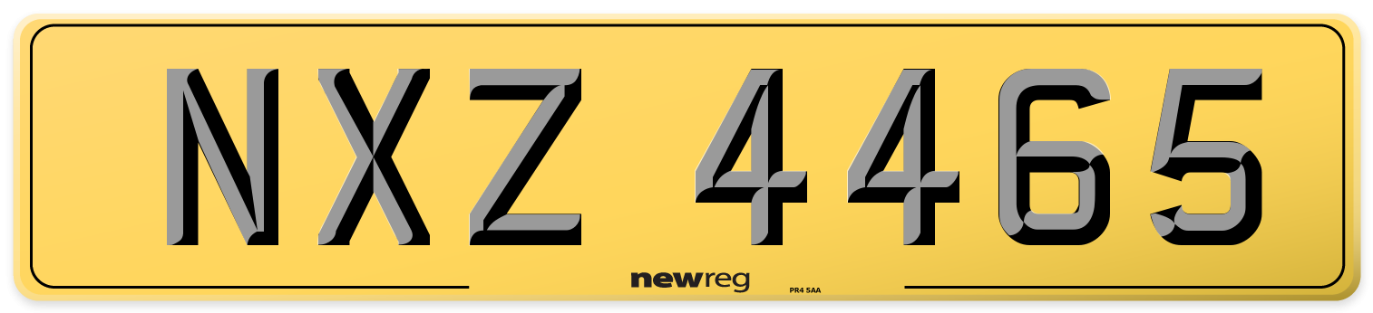 NXZ 4465 Rear Number Plate