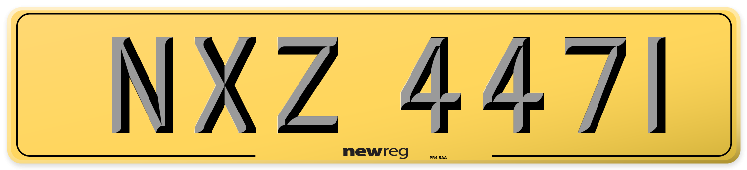 NXZ 4471 Rear Number Plate