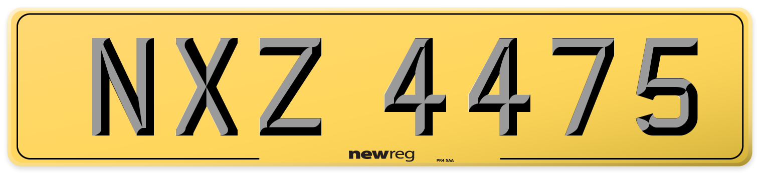 NXZ 4475 Rear Number Plate