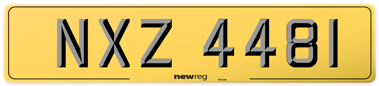 NXZ 4481 Rear Number Plate