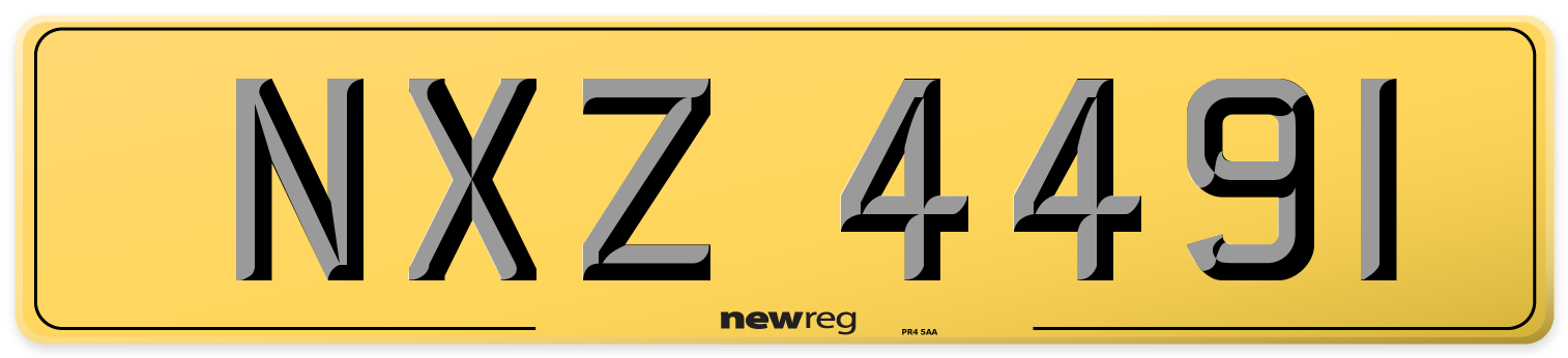 NXZ 4491 Rear Number Plate
