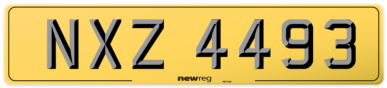 NXZ 4493 Rear Number Plate