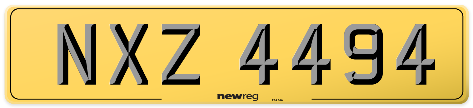 NXZ 4494 Rear Number Plate
