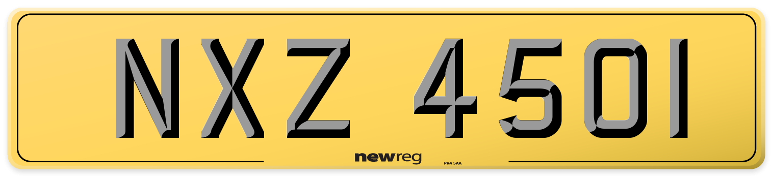 NXZ 4501 Rear Number Plate