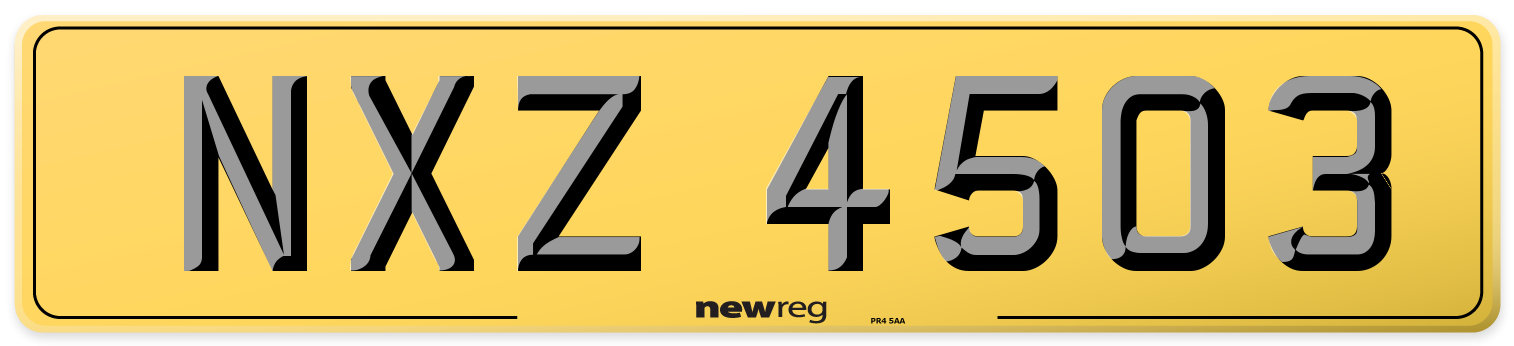 NXZ 4503 Rear Number Plate