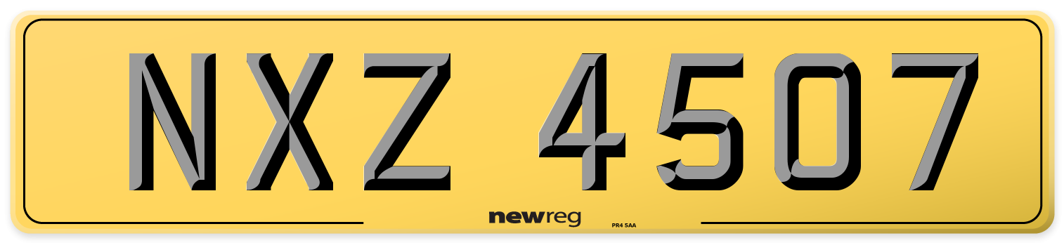 NXZ 4507 Rear Number Plate