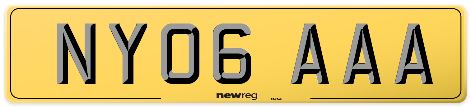 NY06 AAA Rear Number Plate