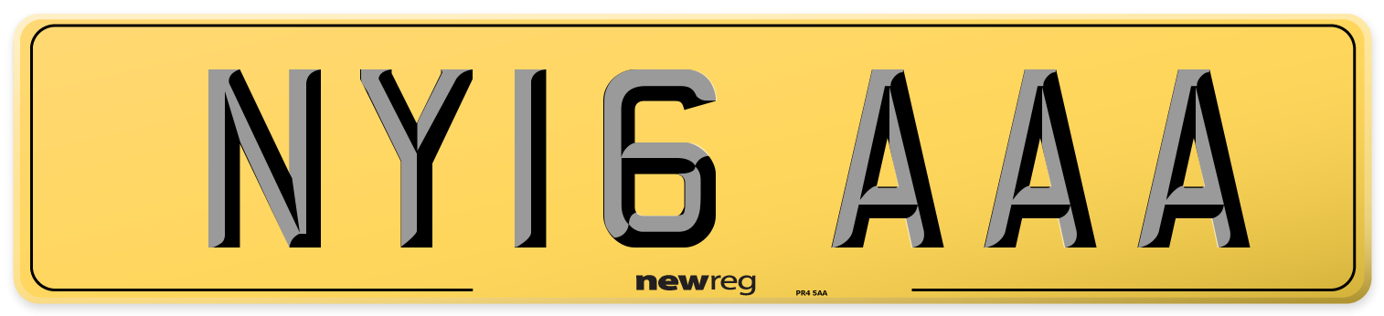 NY16 AAA Rear Number Plate
