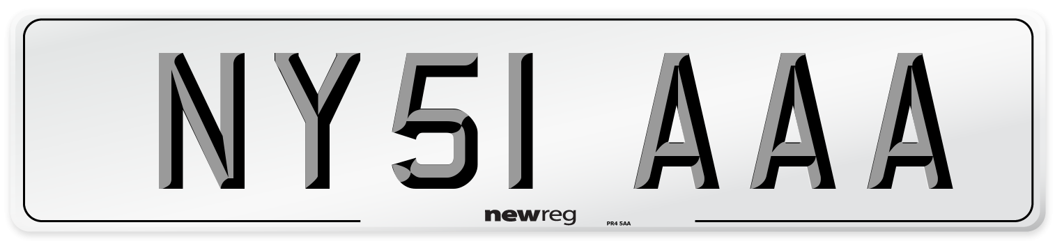 NY51 AAA Front Number Plate