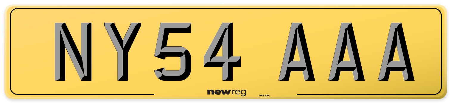 NY54 AAA Rear Number Plate
