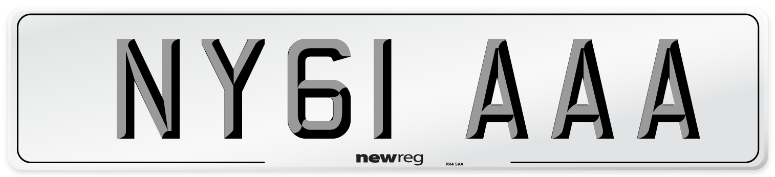 NY61 AAA Front Number Plate