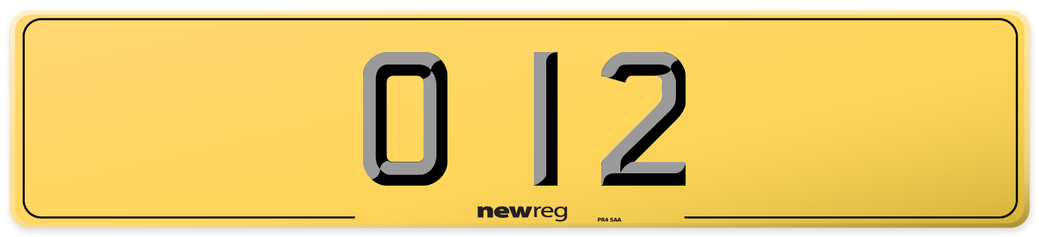 O 12 Rear Number Plate