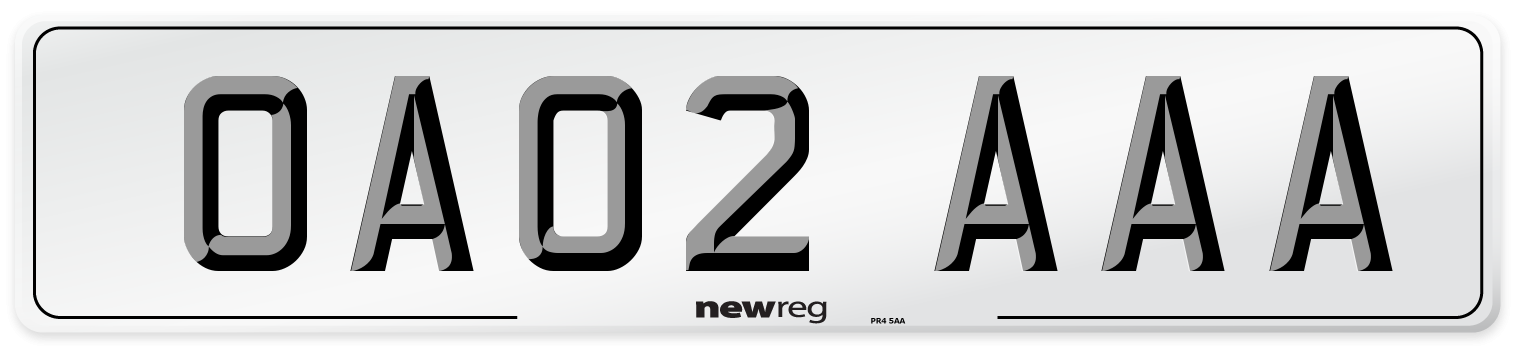 OA02 AAA Front Number Plate