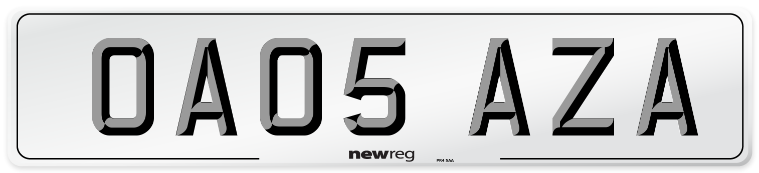 OA05 AZA Front Number Plate