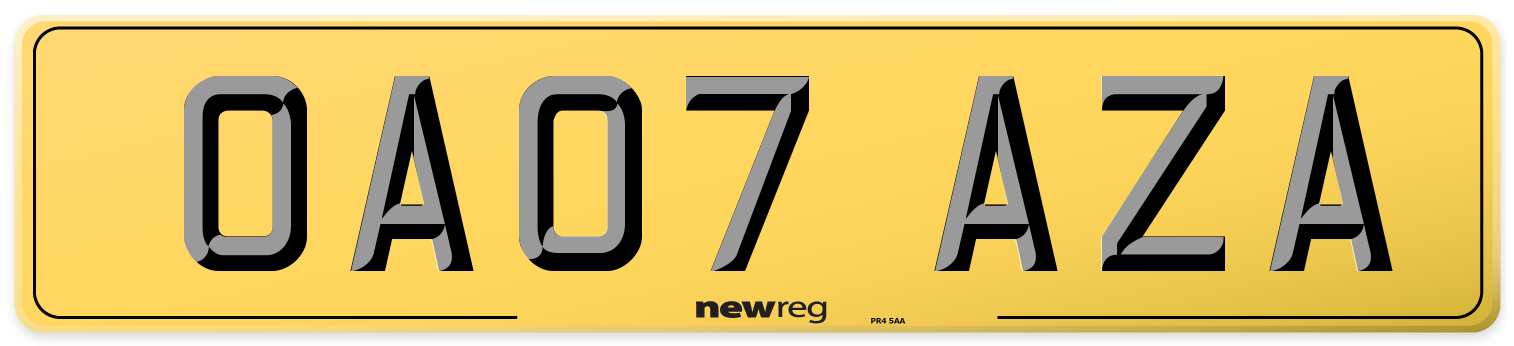 OA07 AZA Rear Number Plate