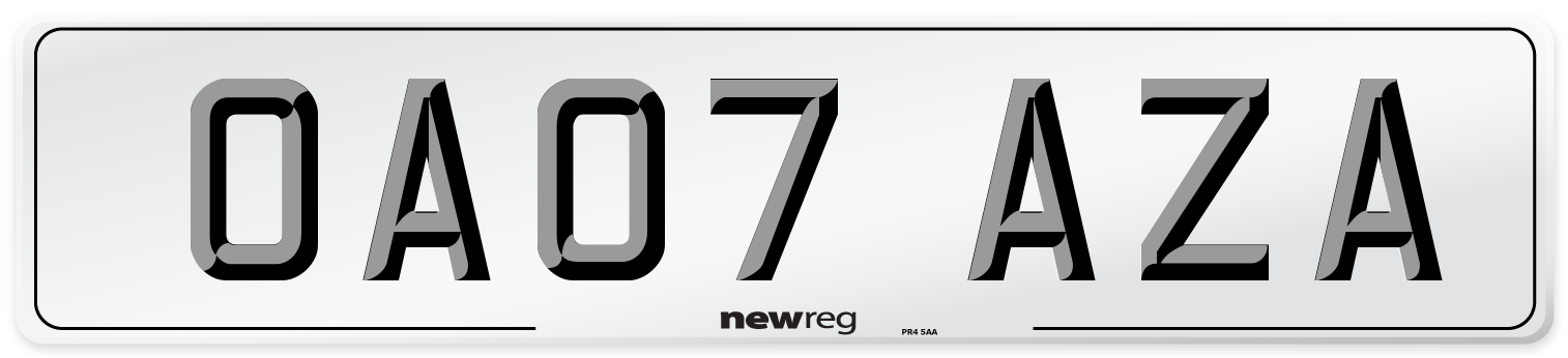 OA07 AZA Front Number Plate